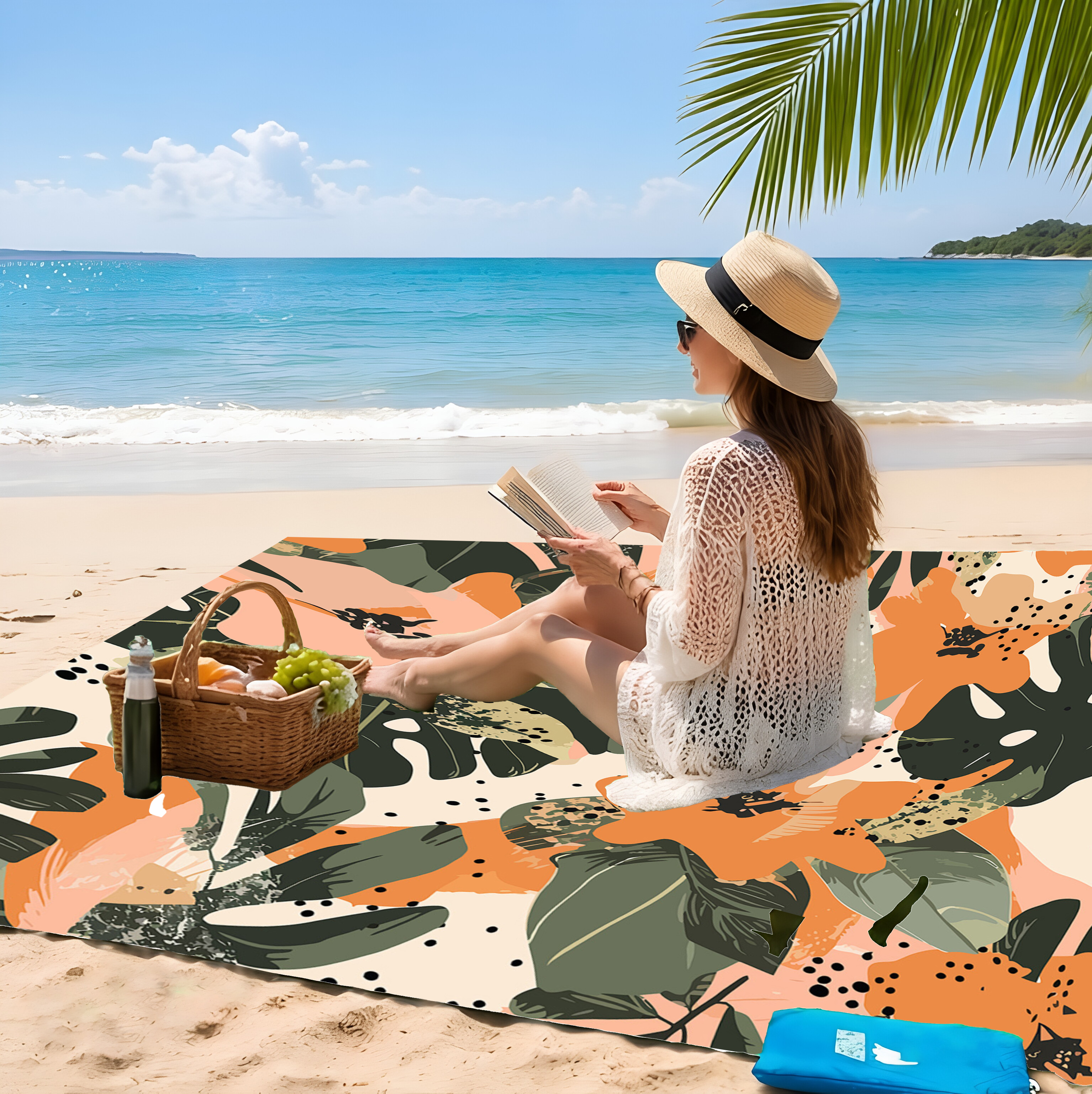 Outdoor Camping Mats Large - 200x240cm Colorful Floral Beach Mat Sandproof