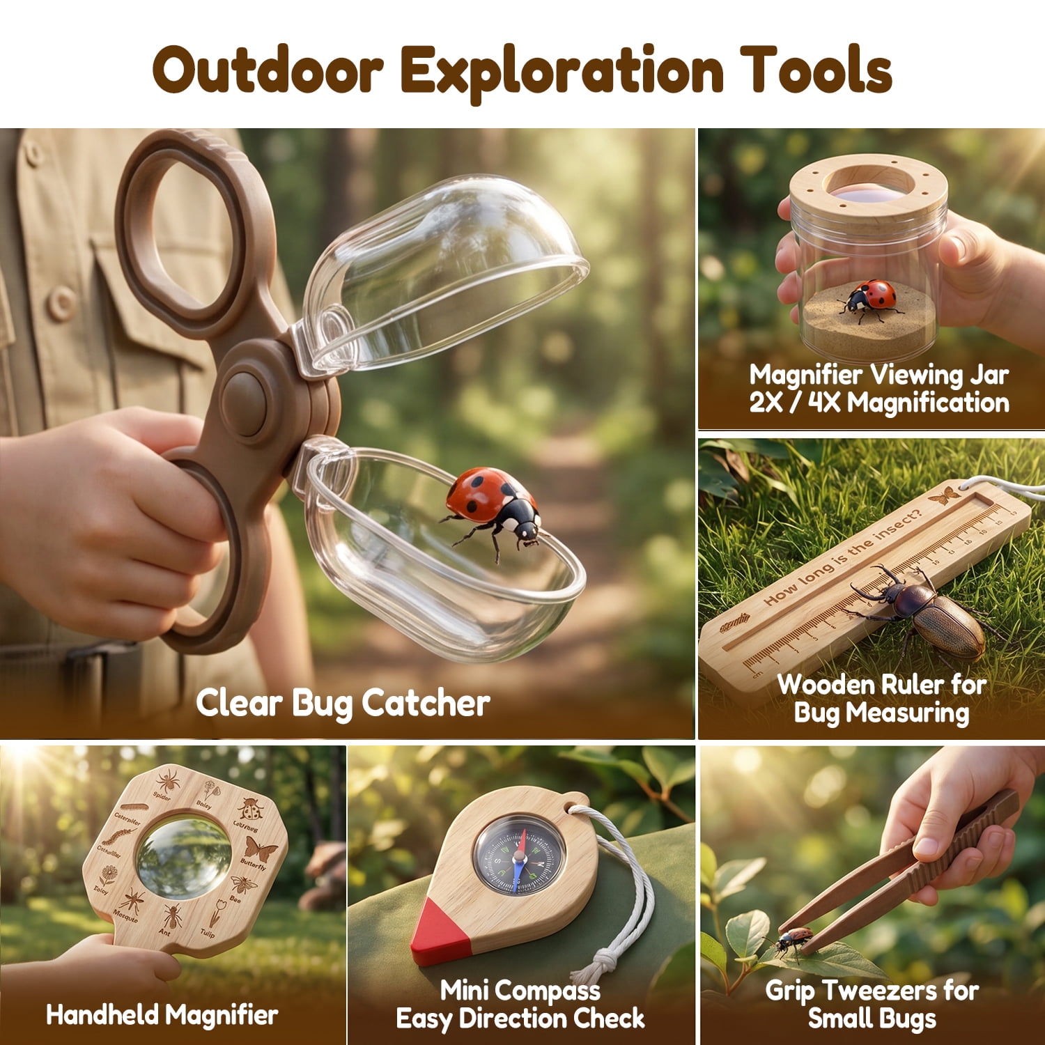 Wooden Bug Catching Kit With T – обзор и цена Outdoor Camping For Kids