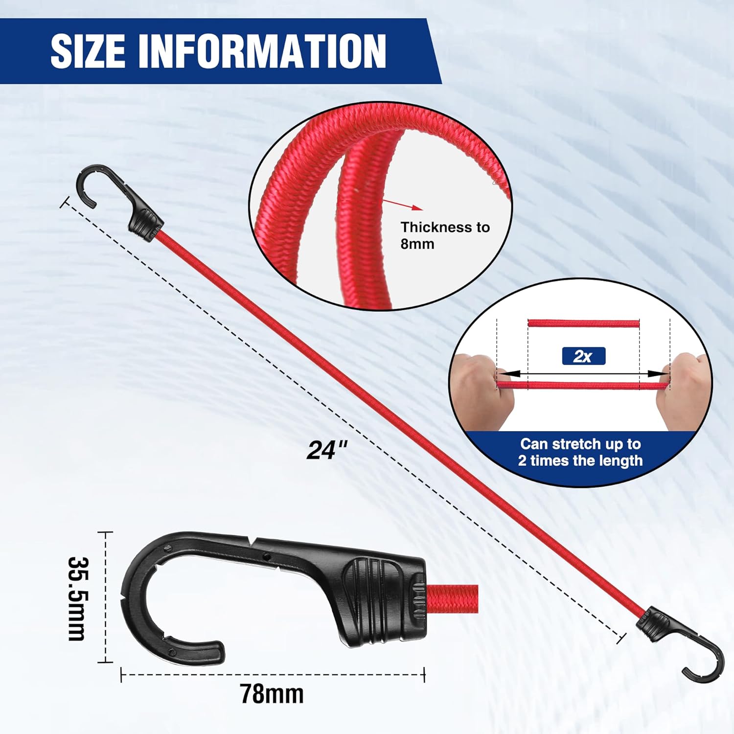 24 Inch Bungee Cords with Hook – обзор и цена Camping Rope