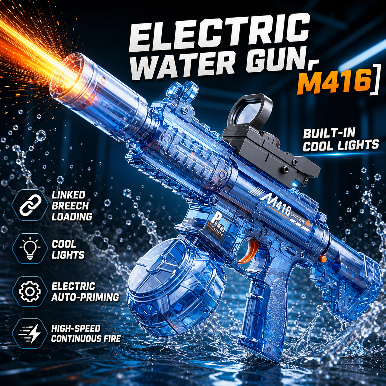 Electric Water Gun Flashing Li – обзор и цена Outdoor Camping Games For Kids