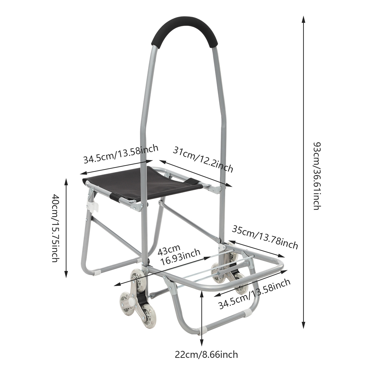 Silver 16.93*36.61inch Rolling – обзор и цена Folding Chair