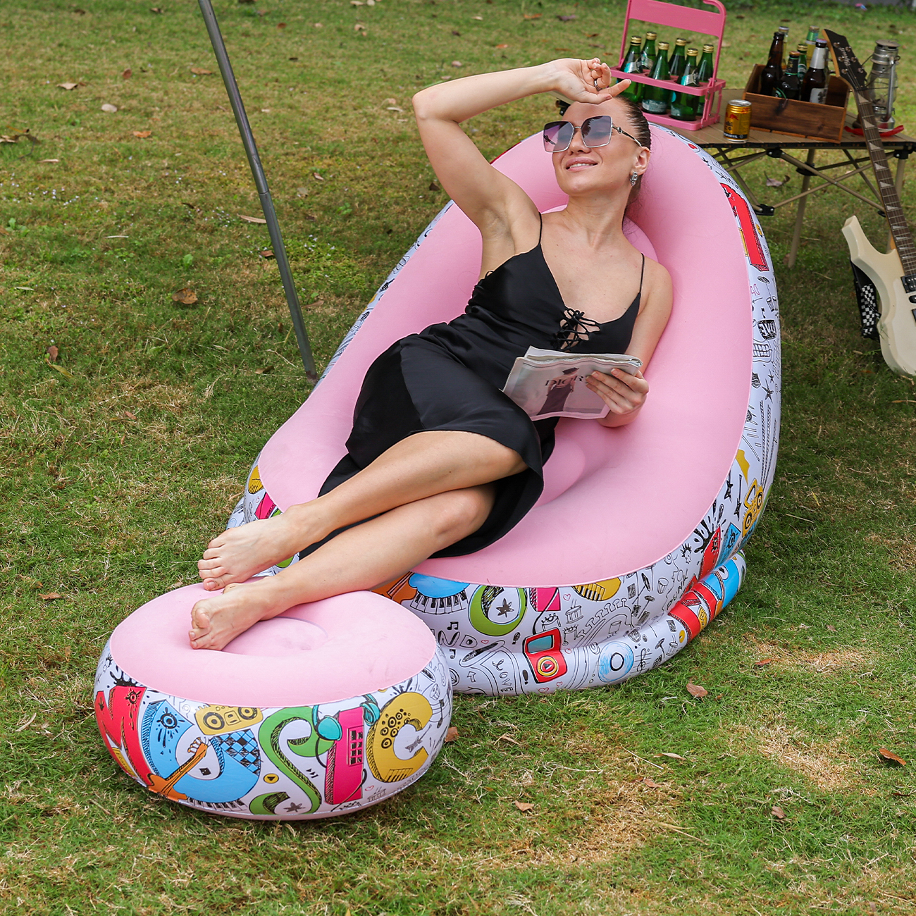 1PC Inflatable Lounger Chair w – обзор и цена Outdoor Camping Table And Chairs
