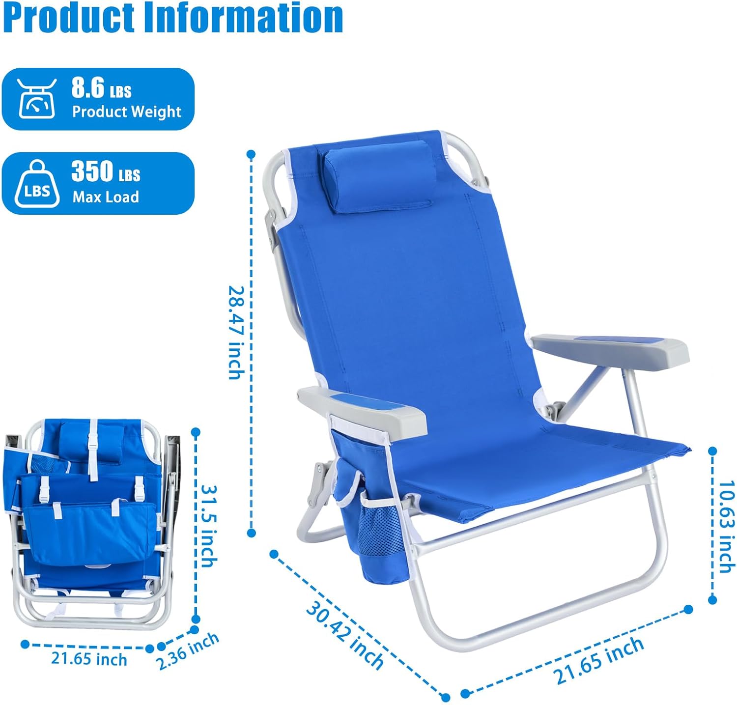Low Beach Chair 2 Pack, 5-Posi – обзор и цена Folding Chair