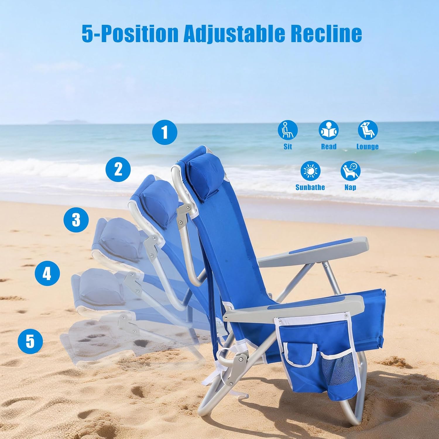 Low Beach Chair 2 Pack, 5-Posi – обзор и цена Folding Chair