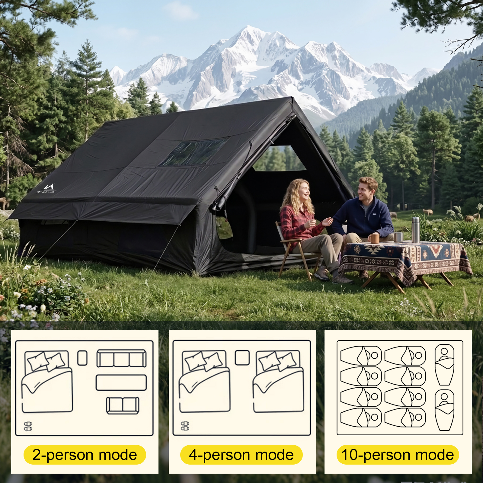 SENLEETO 129FT² Black Inflatab – обзор и цена Outdoor Camping Mats Large