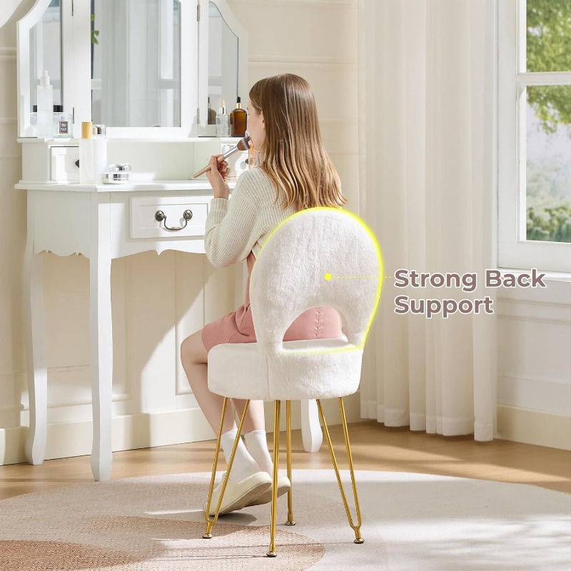 Faux Fur White Small Vanity Ch – обзор и цена Folding Chair