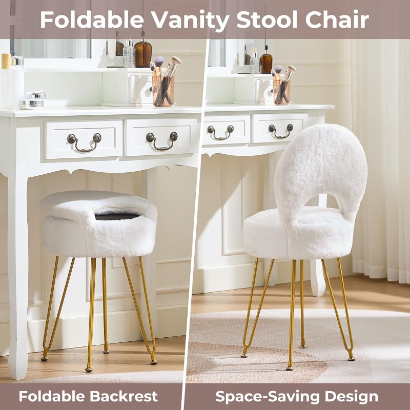 Faux Fur White Small Vanity Ch – обзор и цена Folding Chair