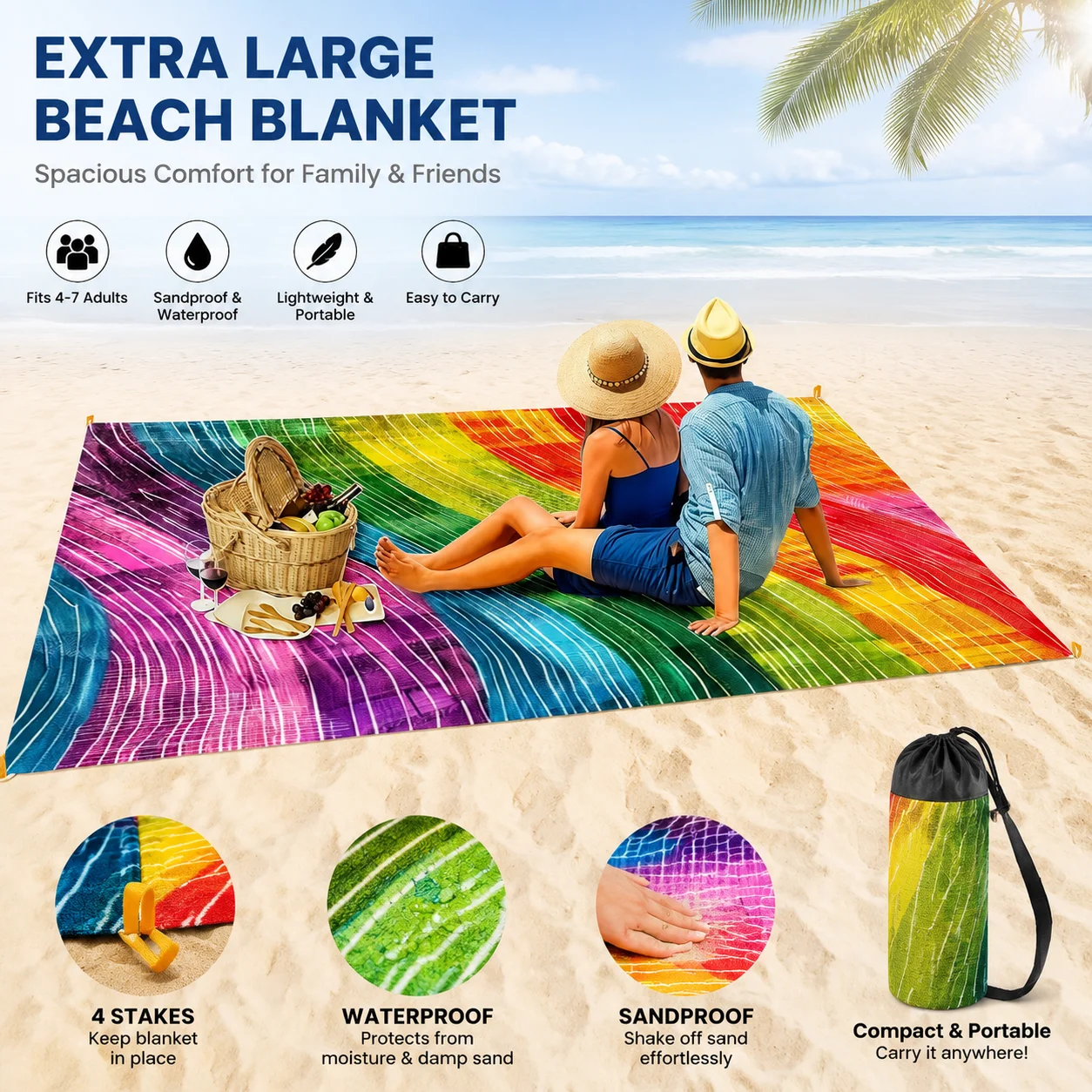 200x240cm Rainbow Beach Mat Sa – обзор и цена Outdoor Camping Mats Large